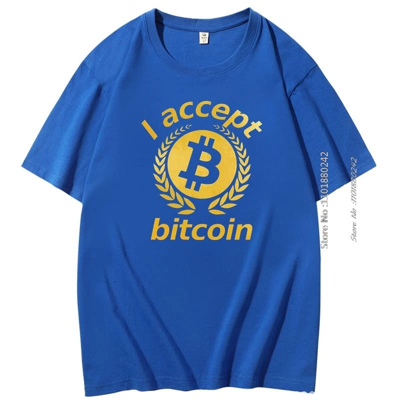 Accept I Bitcoin Short Sleeve T-Shirt Graphic T Shirts Btc Cryptocurrency Crypto Blockchain Summer Streetwear Men's Clothing