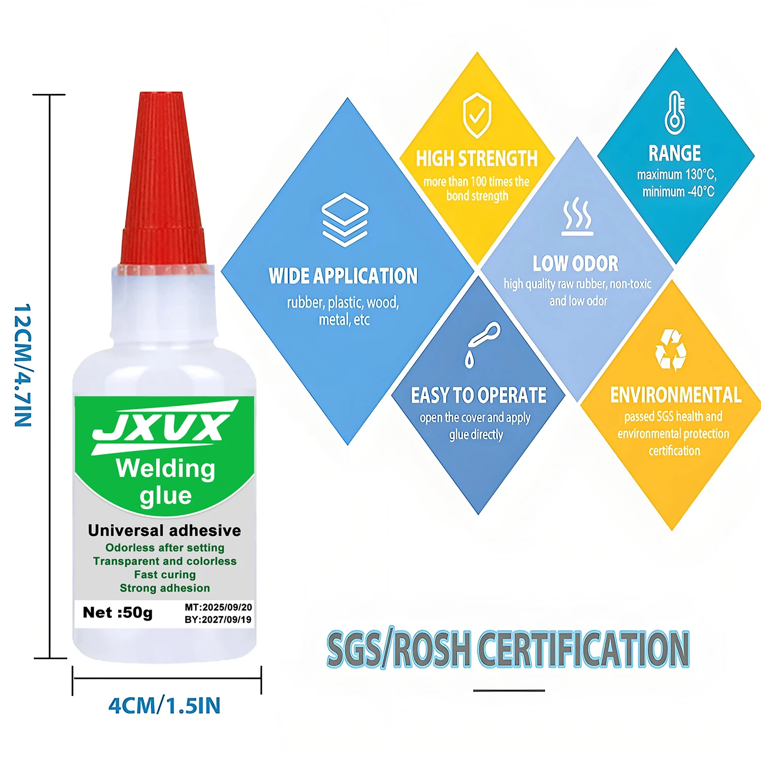 لوليفل 50 جرام غراء لحام عالي القوة - غراء فائق القوة عالمي للصمغ الفائق الفائق للزجاج المعدني الخزفي الراتنجي