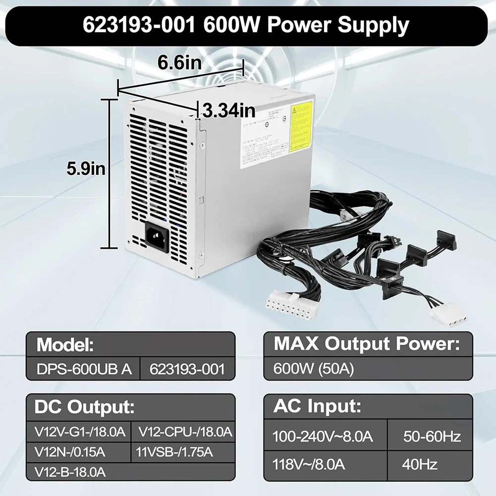 DPS-600UB A 600W Power Adapter for HP Z420 Featuring 12V G1 12V CPU 12V N 11VSB and 12V B Output Specifications