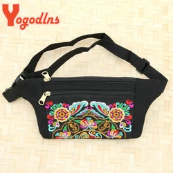 Yogodlns New Ethnic Embroidered Bag Women National Vintage Embroidery Ladies Waist Packs Women Shoulder Bag Hip Bum Belt Bag