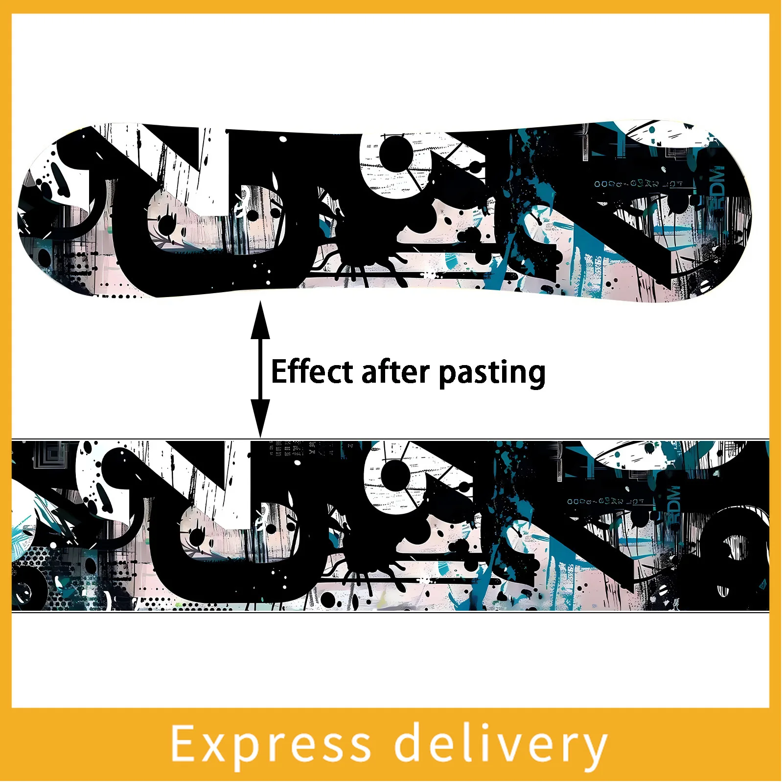 

1 Black Blue Graffiti Art Snowboard Sticker, Street Fashion Snowboard Decoration Sticker Snowboard Sticker Snowboard Surface