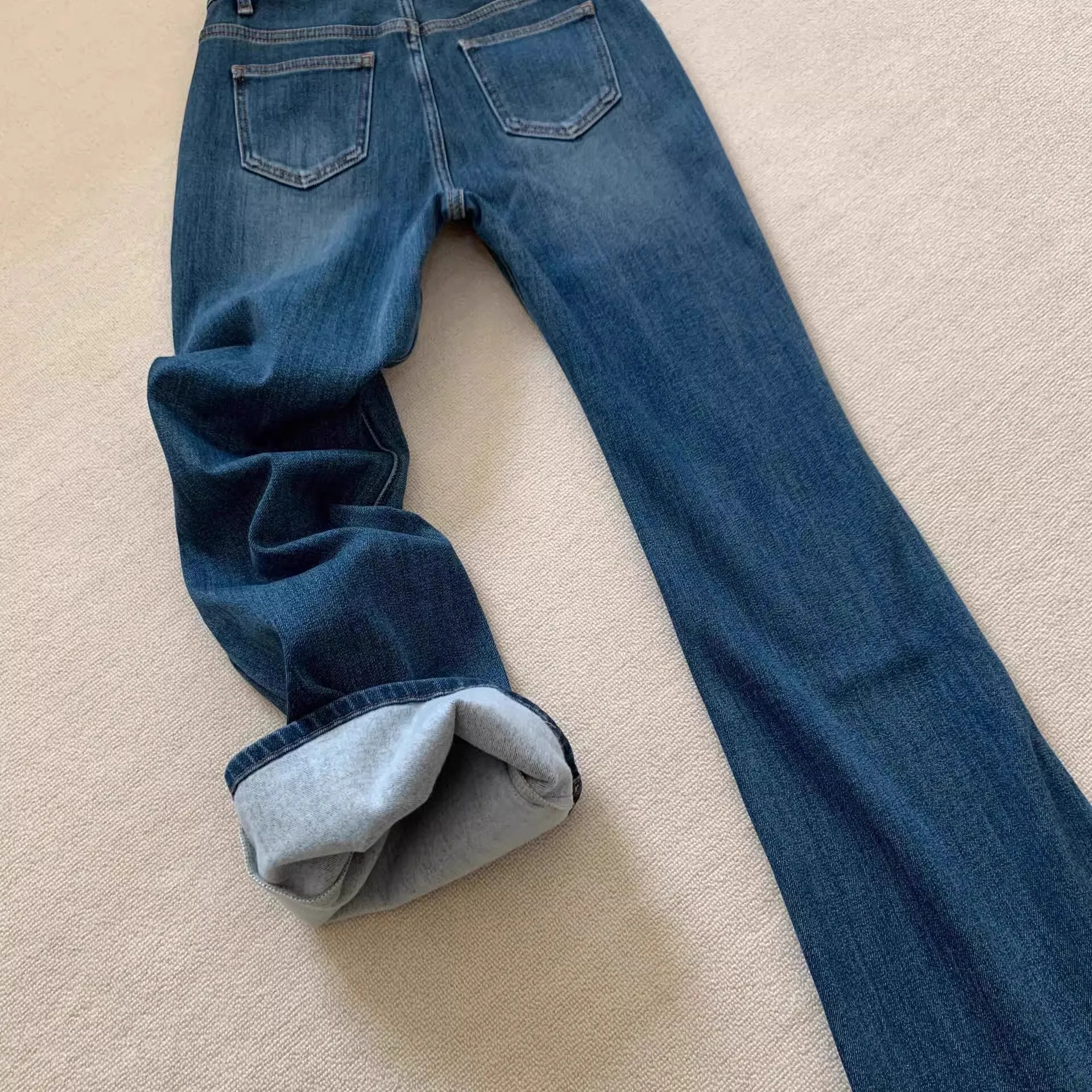 Jean évasé taille haute bleu rétro pour femmes, Leggings longs élastiques amincissants, en coton extensible, nouvelle collection printemps 2025