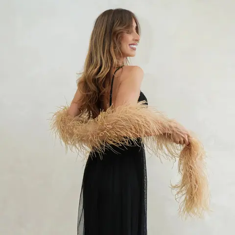 6 Ply Natural Ostrich Feather Boa Scarf High Quality Party Dress Shawl Trim Sewing Decoration Cuff 0.5/1/2/3 Meters