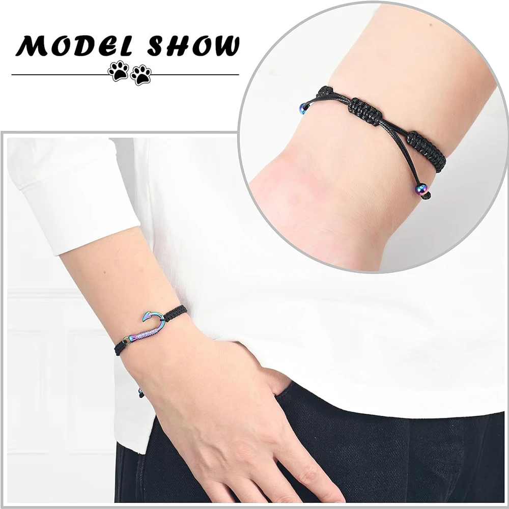 Cremation Ashes Bracelet Fish Hook Urns Pendant For Pet Human Ashes Memorial Keepsake Bangle Jewelry Adjustable