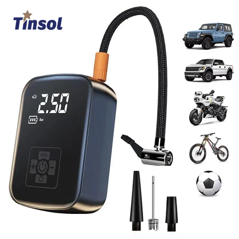 TINSOL 150PSI Portable Wireless Air Pump Car Air PumpElectric Tire Inflator Suitable for Motorcycle Car Tires and Ball Sports