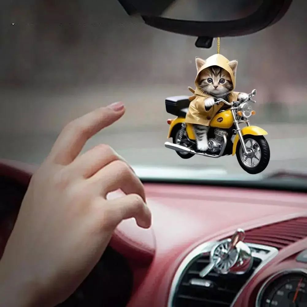 2D Acrylic Car Hanging Pendant Rearview Mirror Decoration Compact Cat-Shaped Hanging Ornament Cute Cats Car Interior Decor - Image 4