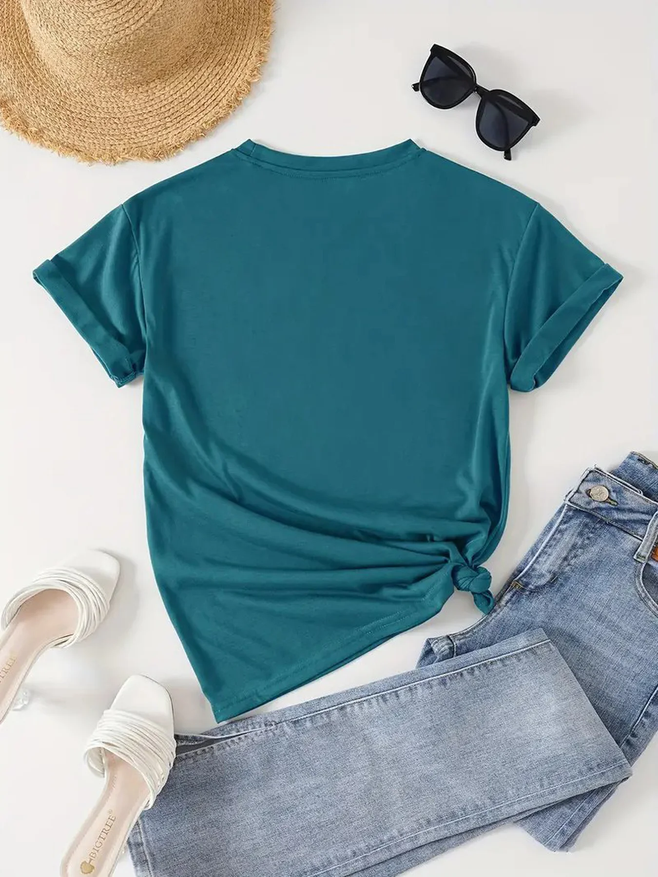 It's Ok To Women's Tee - Mental Health Awareness Graphic, Casual Teal Top