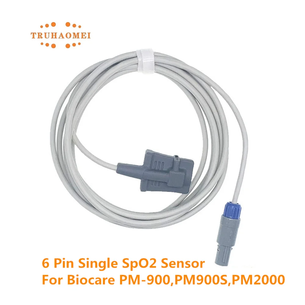 เซ็นเซอร์ SpO2เดี่ยว6ขาสำหรับ PM900 biocare PM900S PM2000ผู้ใหญ่ neonates ห่อสัตวแพทย์วัดอัตราการเต้นของหัวใจ2.5เมตร