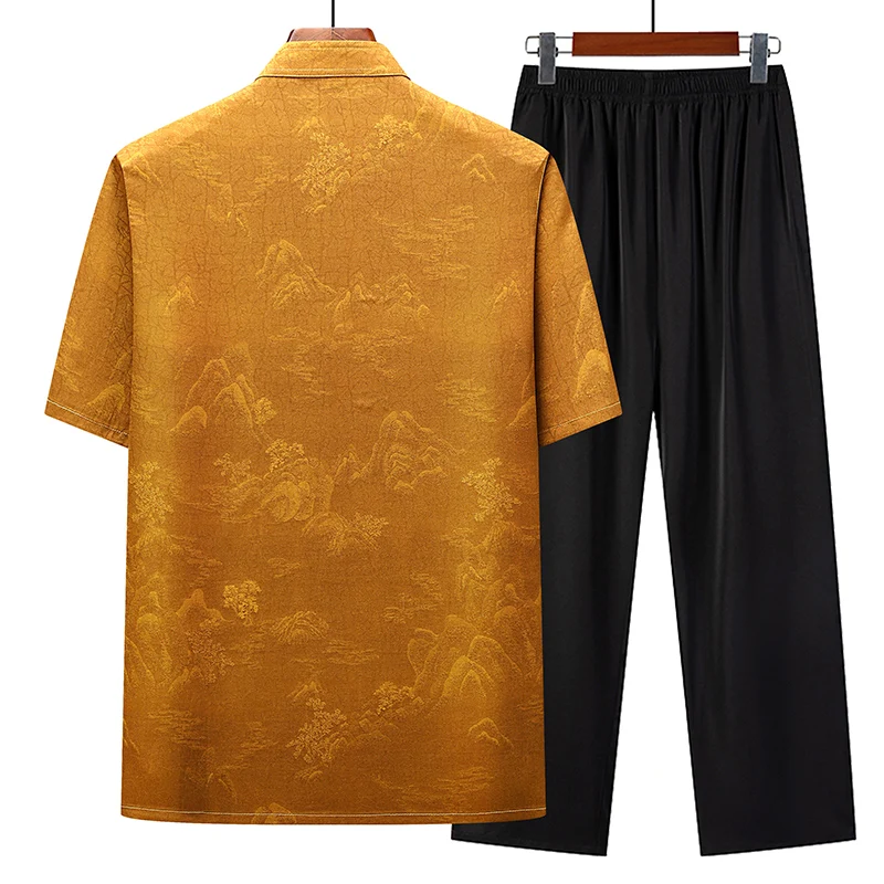 (Shirt + Trousers) 2026 Summer Fashion Trend Men Shirt Men's Chinese style Sets High Quality Casual Comfortable Shirts TwoPiece