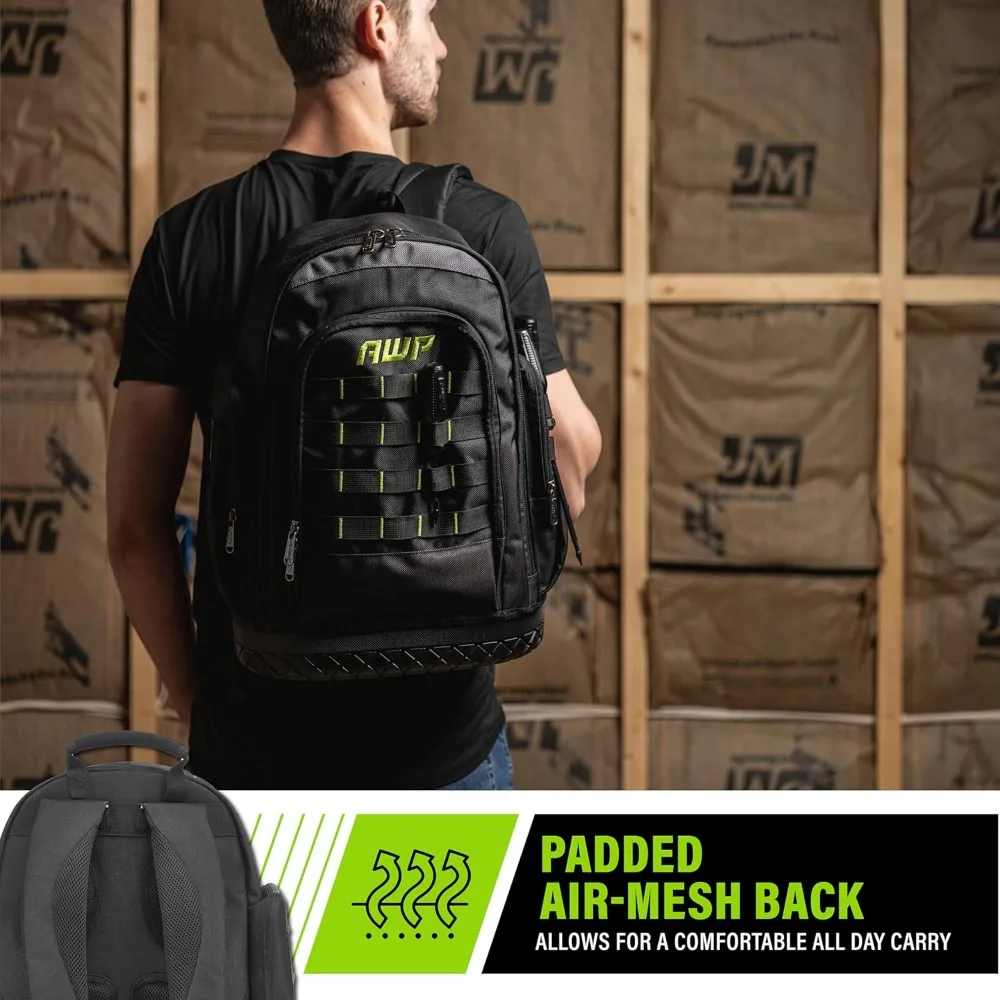 Mochila De herramientas extrema, bolsa de herramientas resistente con correas acolchadas para hombro, espalda y cintura, construcción resistente al agua, color negro