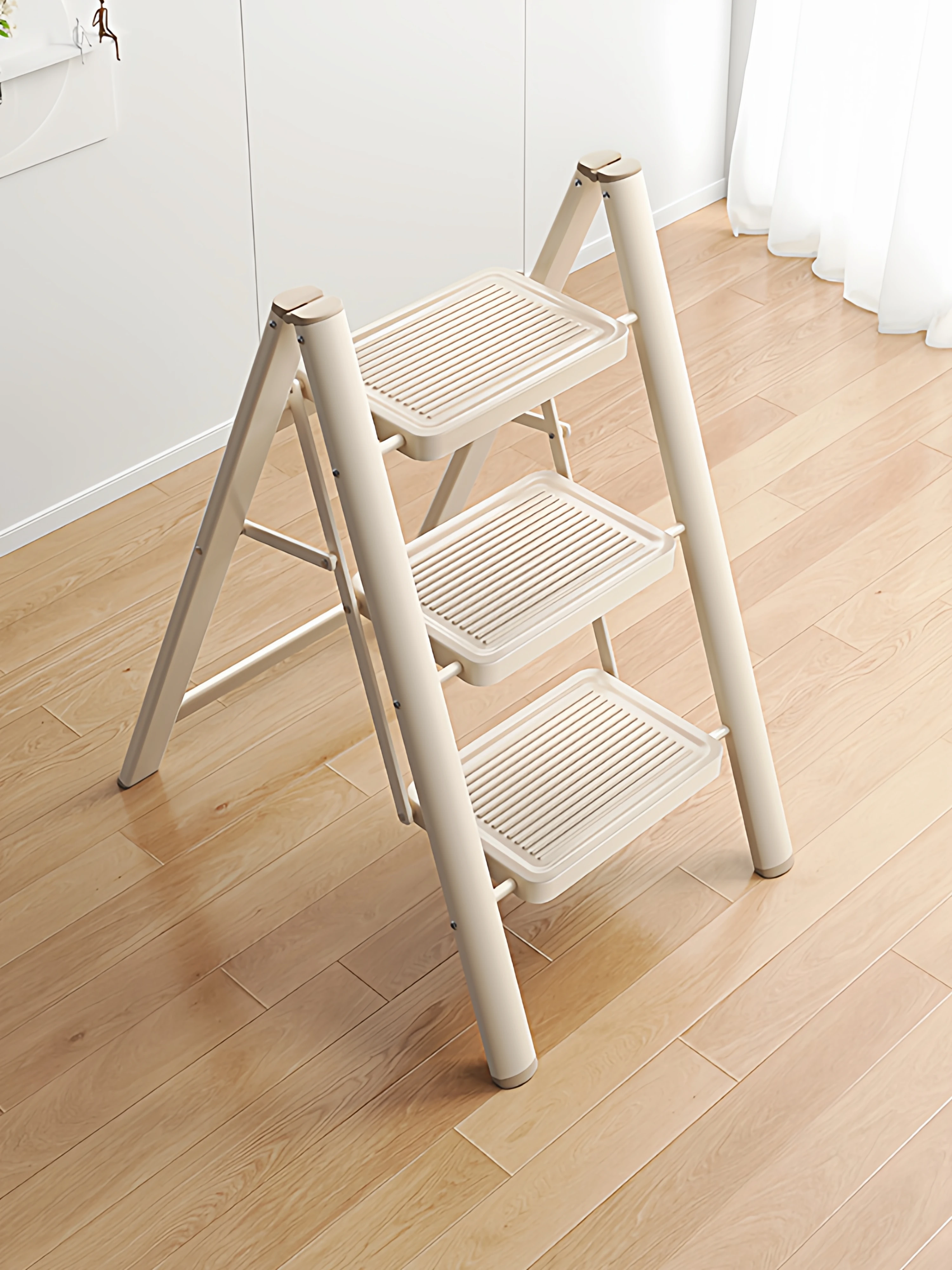 

Ladder household, telescopic indoor, small and lightweight, three-step ladder, multi-function, thickened, folded
