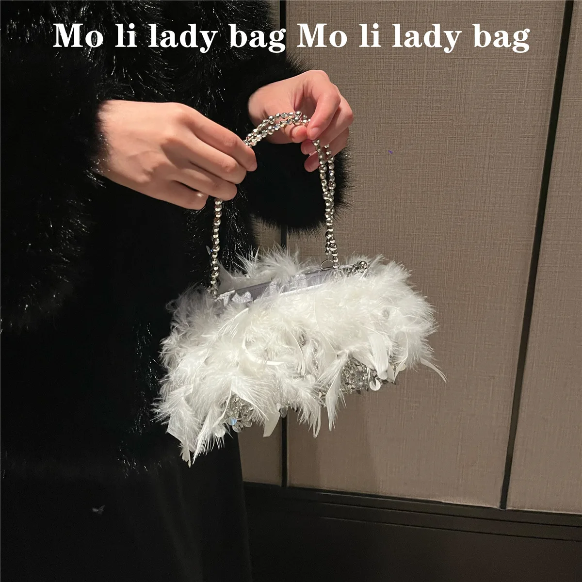 

Fashionable Women's Bag Artistic Fairy Sequin Feather Banquet Ladies Handbag Retro Exquisite Cheongsam Crossbody Shoulder Bags