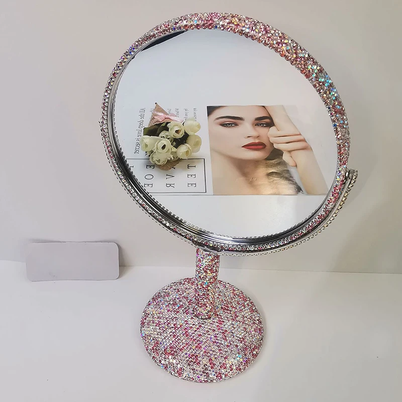 Imagem -06 - Completo Diamante Maquiagem Espelho Grupo Rotary Folding Princesa Dupla Face Diamante Desktop Strass Presente