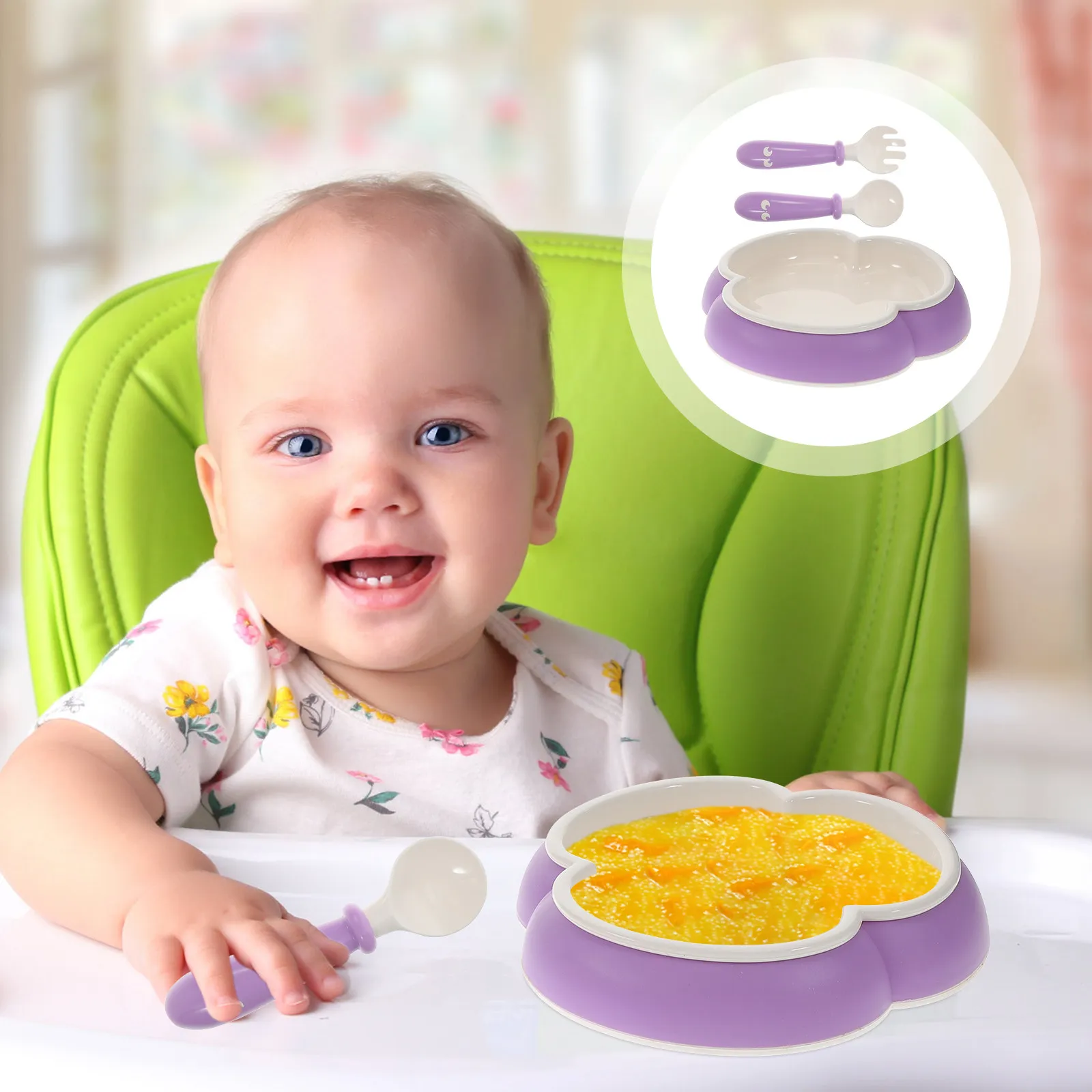 

1Set Baby Suction Cup Bowl Spoon Fork Set Silicone Kids Training Tableware Toddler Feeding Utensils Infant Supplementary Food