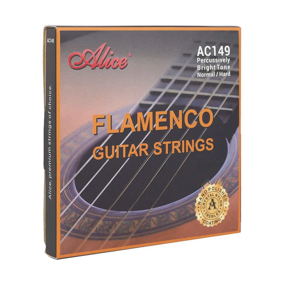 Alice AC149 Flamenco senar gitar nilon kristal & karbon perak berlapis tembaga berliku Nano pelapis dipoles