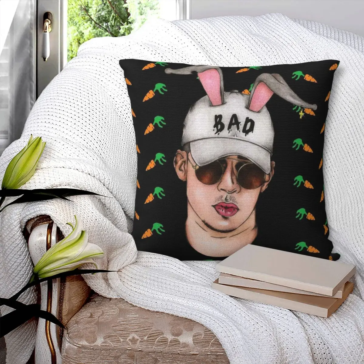 Un Verano Sin Ti Pillowcase Double-sided Printing Fabric Cushion Cover Decoration Bad Bunny Pillow Case Cover Home Square 45X45