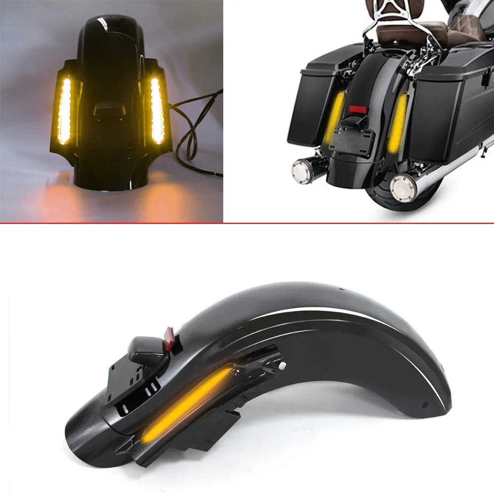 Motorcycle mudguard with lights Rear Fender LED System For Harley Touring Electra Glide Road King CVO 2009-2013