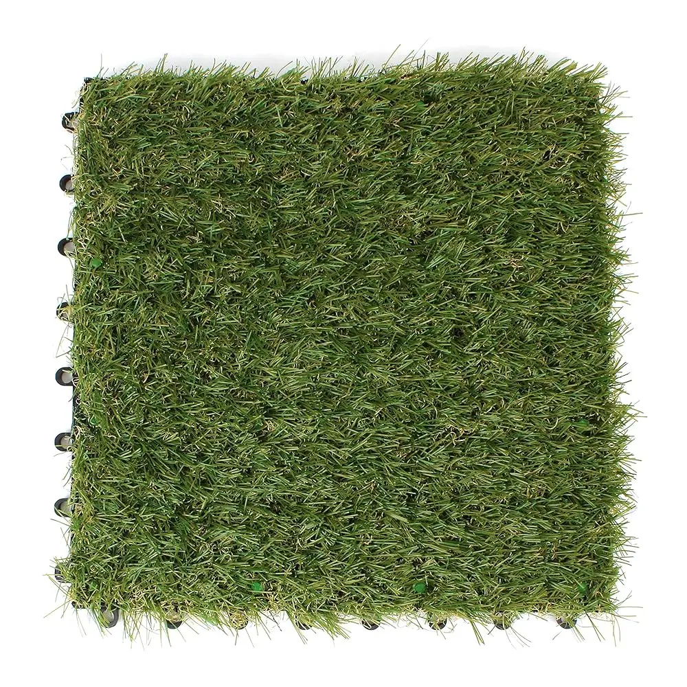 

Artificial Grass Tiles - Artificial Turf Grass - 12"" X 12"" Fake Grass For Patio Flooring - Faux Grass Balcony Flooring -