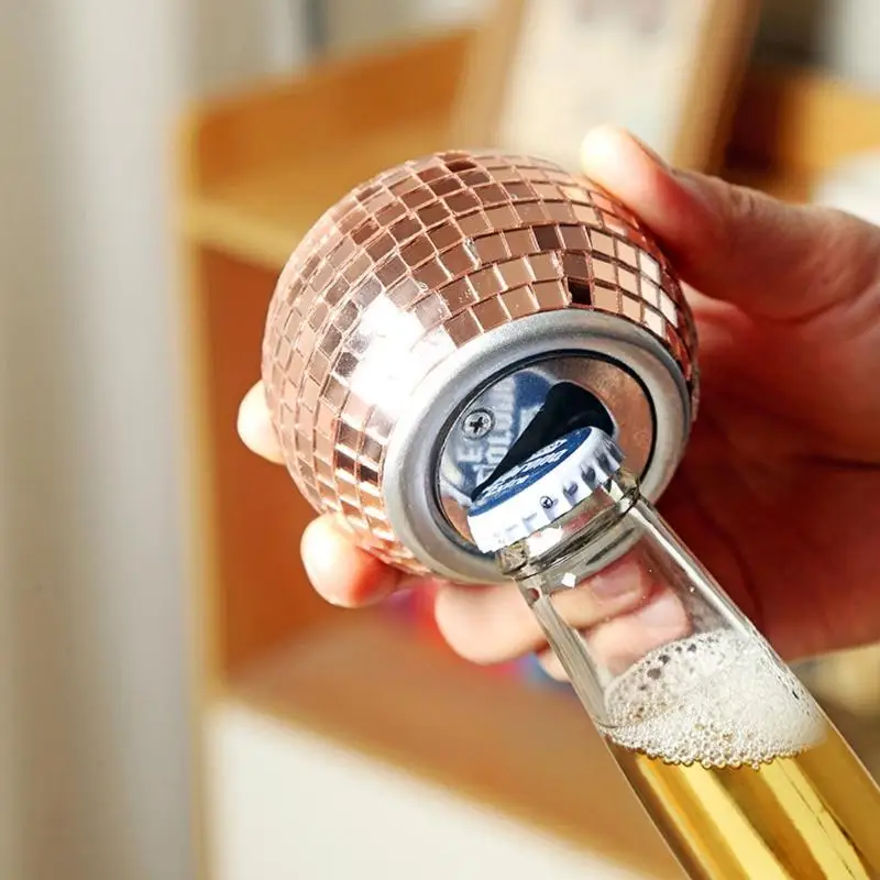   Disco Ball Bottle Opener Beer Cap Lifter Bar Tool Reflective Mirror Design Drinware Accessories for Birthdays Parties