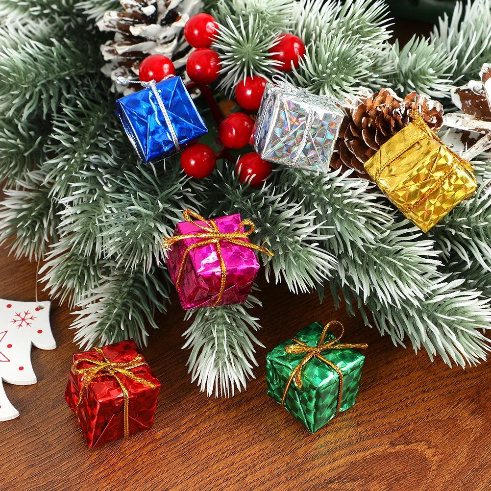 

36pcs Christmas Tree Ornaments Mini Gift Boxes Hanging Decor Small Foams Aluminum Xmas Party Bags Home Decor Christmas Tree