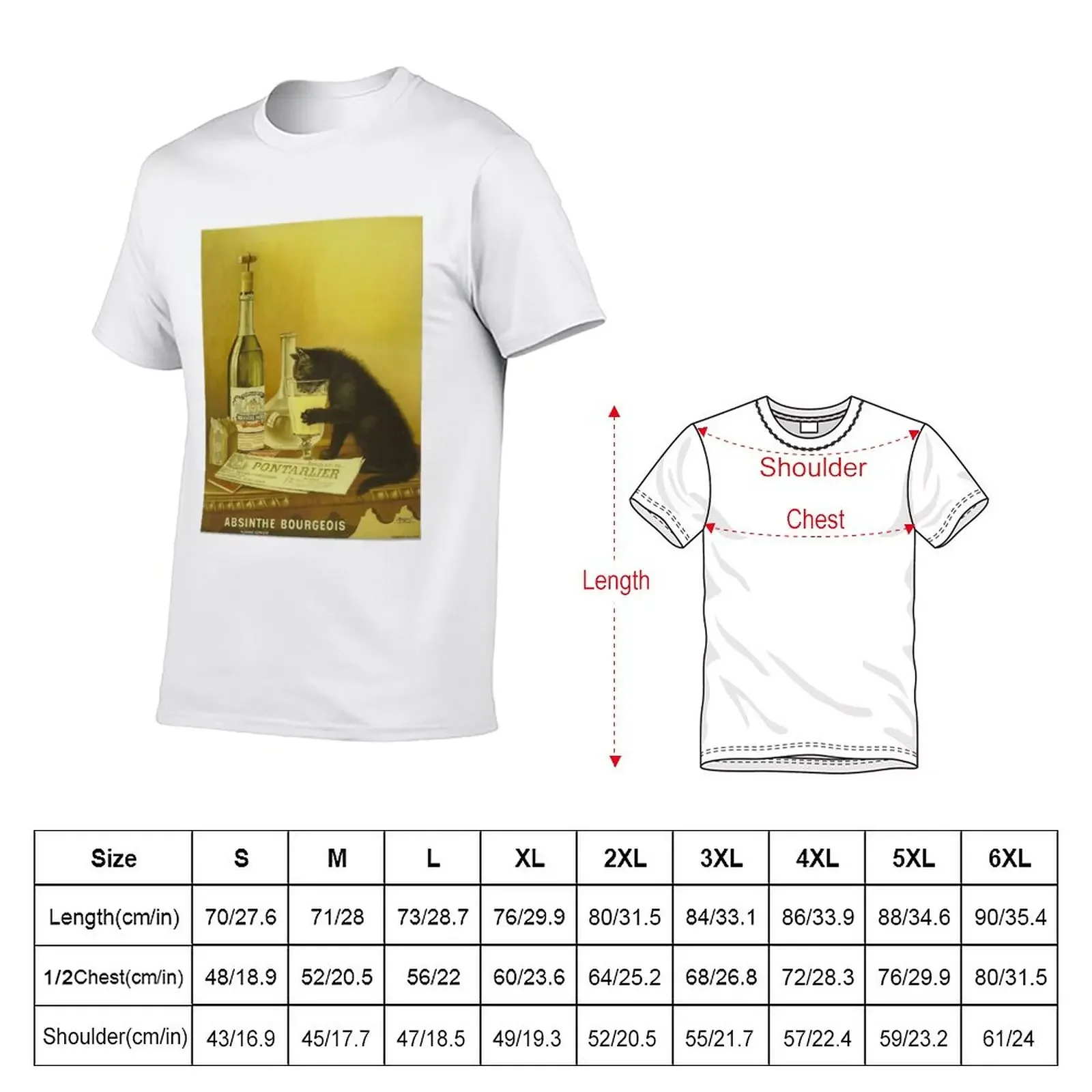 Retro French Poster 'Absinthe Bourgeois' T-Shirt new edition Short sleeve tee heavy weight t shirts for men