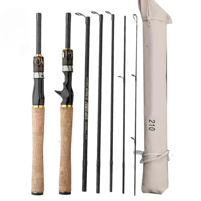 

1.8m-2.7m Carbon Fiber Ultra-Light Lure Rod 4-25g Lure Multi Section Spinning and Casting Pole Portable Travel Fishing Rods