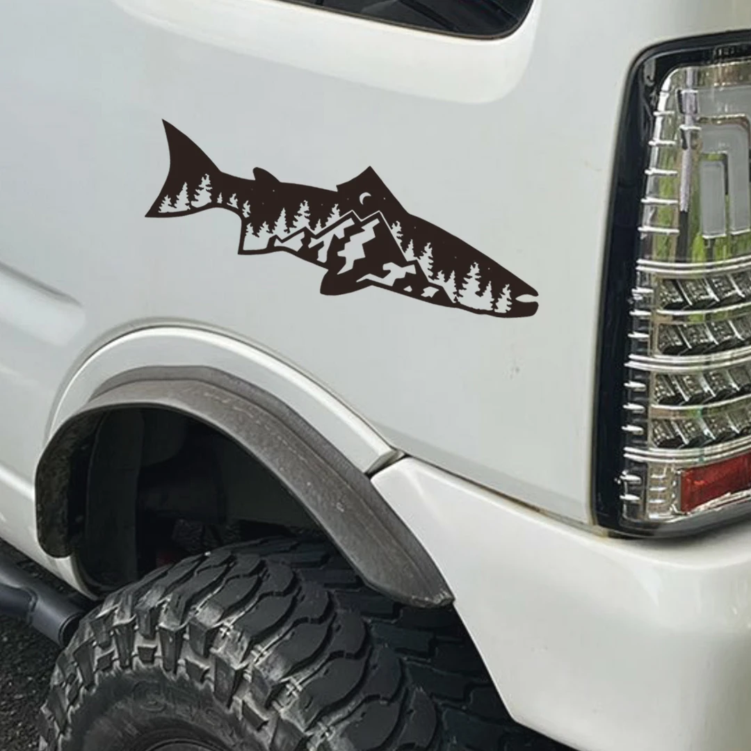 Combination of forest and fish SUV outdoor off-road four-wheel drive stickers car window glass body vinyl decals car accessories