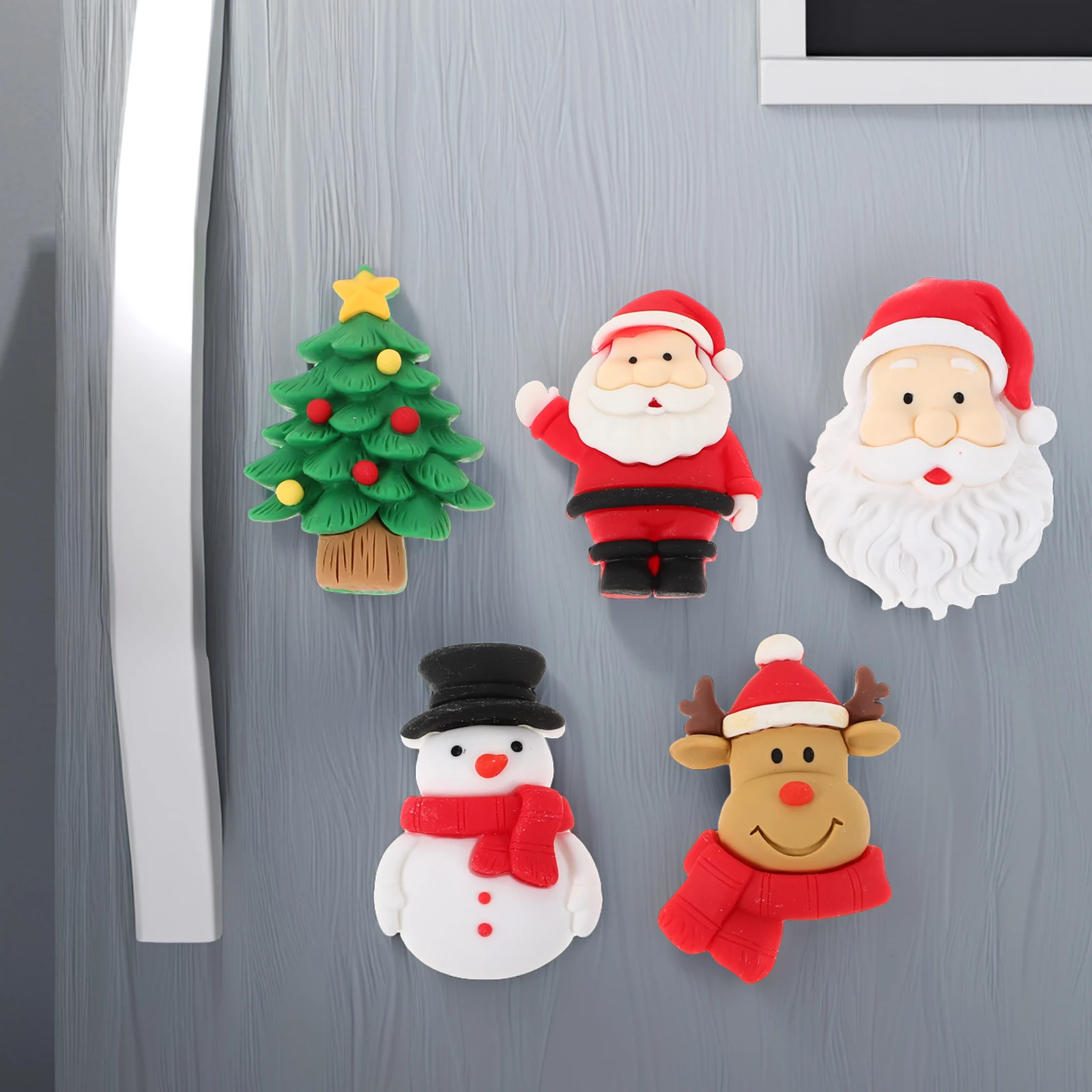 

5 Pcs Decorative Refrigerator Magnets Santa Christmas Decoration Small Resin Office