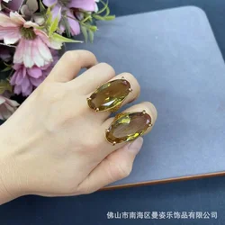 Turkey imported sultan stone copper plated 18K real gold live ring French vintage popular recommendation