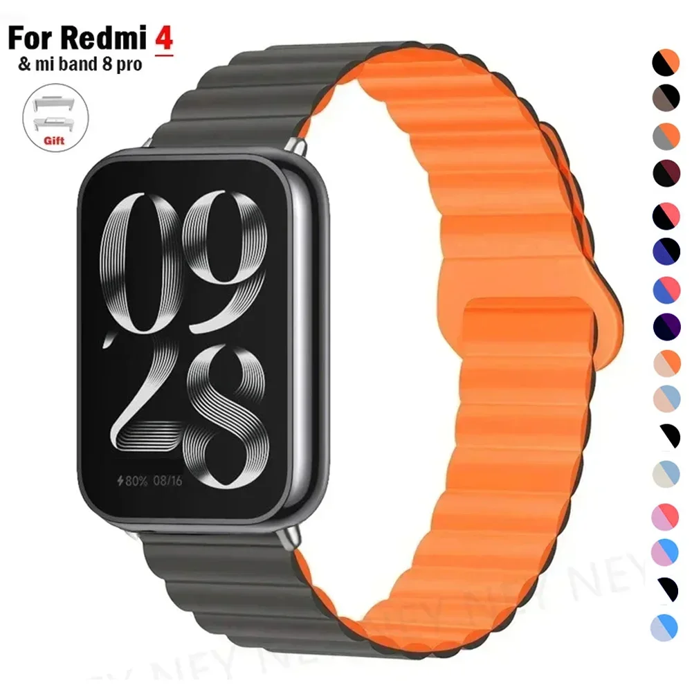 Magnetic Loop for xiaomi mi band 8 pro strap WristBand Bracelet Sport Silicone Watch band correas for Redmi watch 4 Accessories
