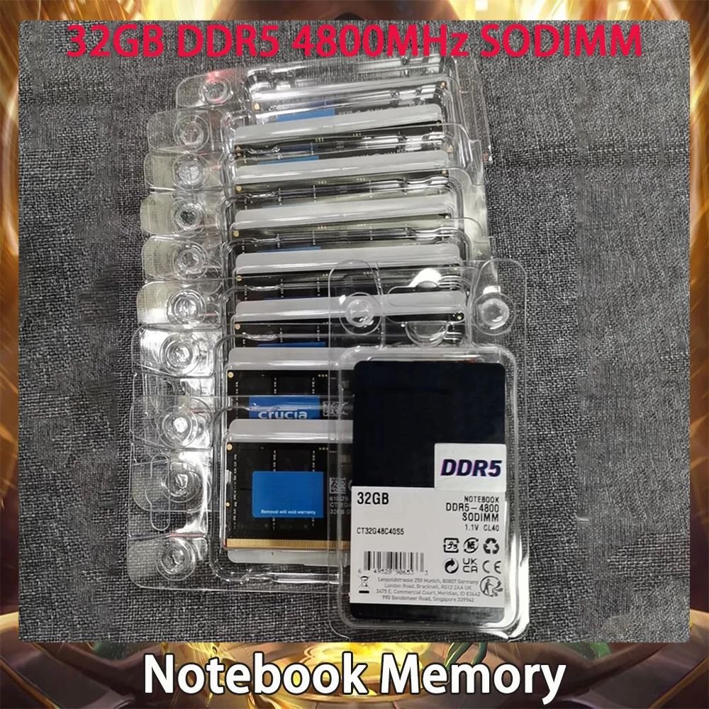 New 32GB DDR5 4800MHz SODIMM 1.1V Laptop RAM For CRUCIAL Notebook Memory