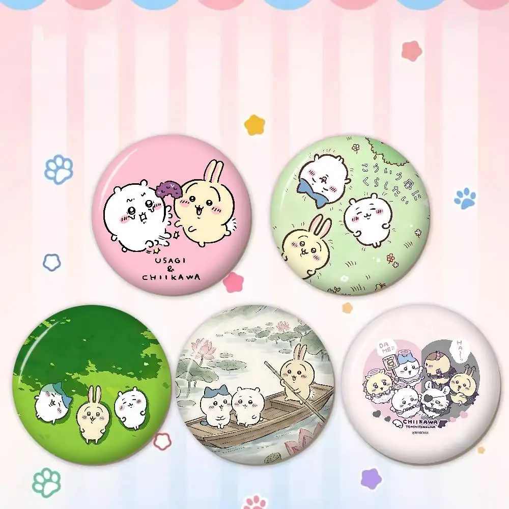 Cartoon C-Chiikawas Tinplate Pin Button Custom Anime Role Old-school Brooch Cartoon Collar Badge Jewelry Gift Fans