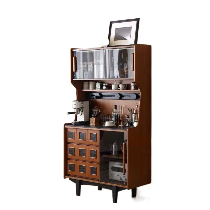 

French solid wood side cabinet, wall storage locker, retro coffee side cabinet