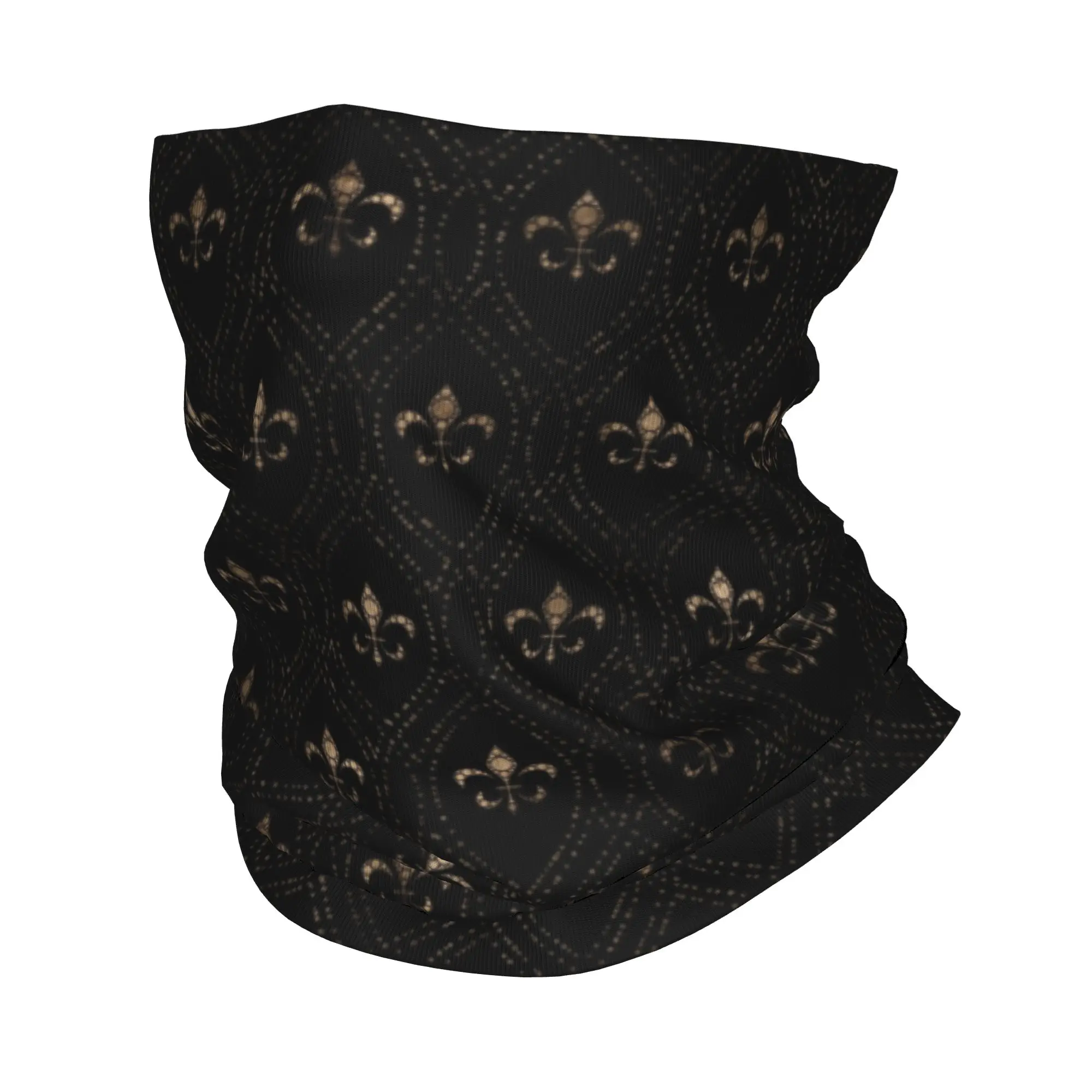 Custom Fleur-de-lis Pattern Dot Art Neck Gaiter Women Men Windproof Winter Fleur-De-Lys Lily Flower Bandana Scarf for Ski