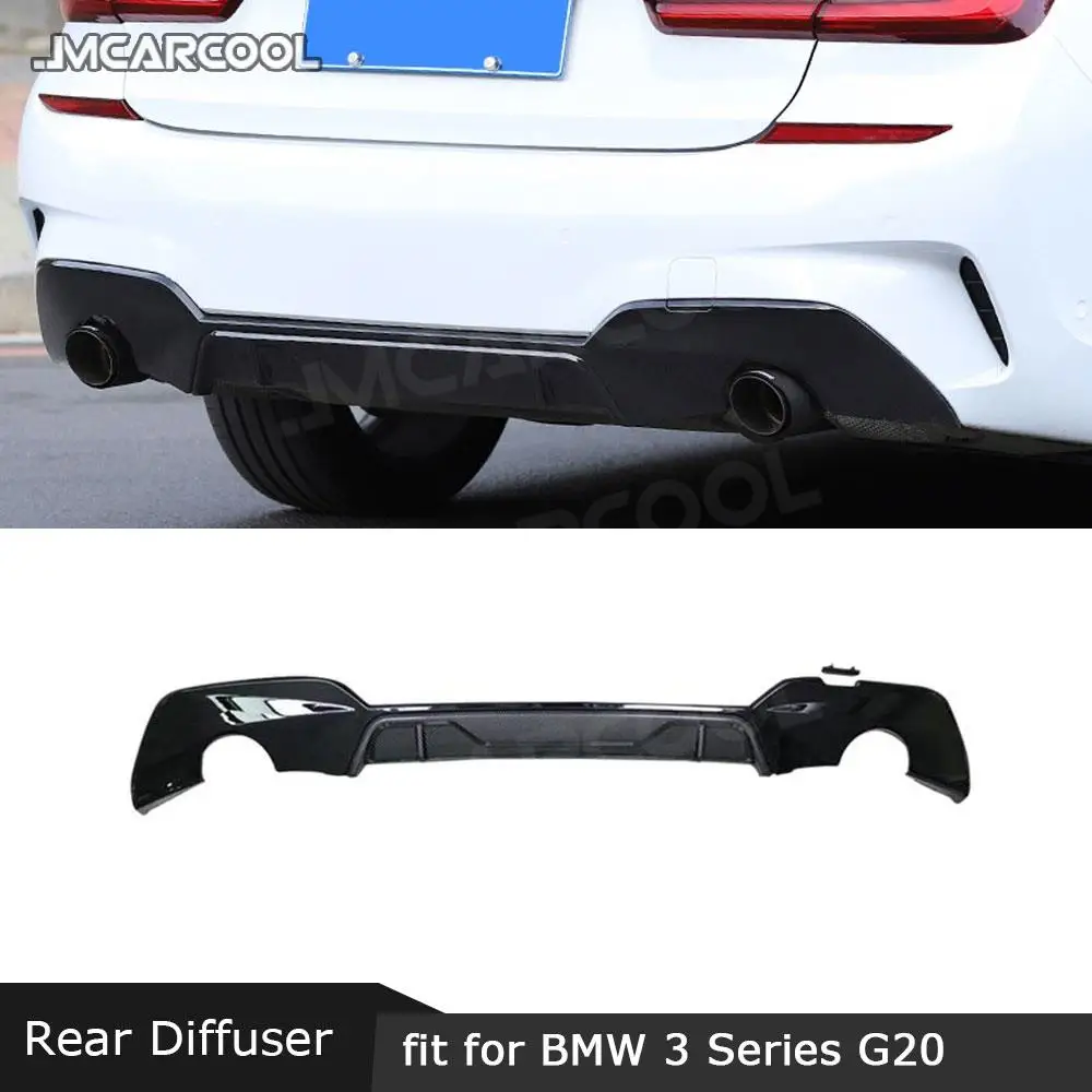 

For BMW 3 Series G20 G28 M Sport 2019 2020 Rear Bumper Lip Diffuser Round Exhaust Tip Type Diffuser Body Kits