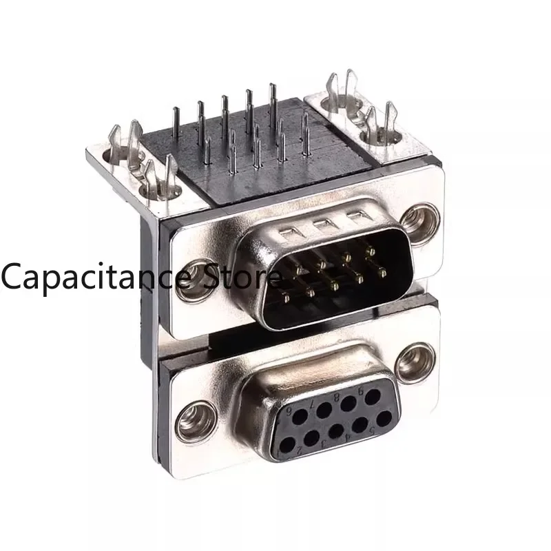 

10PCS Twin Double-Layer DR9 Hole 9-Pin Connector, DB9 Male/Female Double-Layer, Upper Lower Male, Male