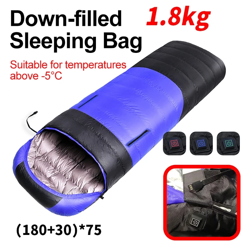 

Heated Down Cotton Sleeping Bags USB Power Supply Backpacking Lightweight Waterproof Gear Equipment for Outdoor Travel Hiking