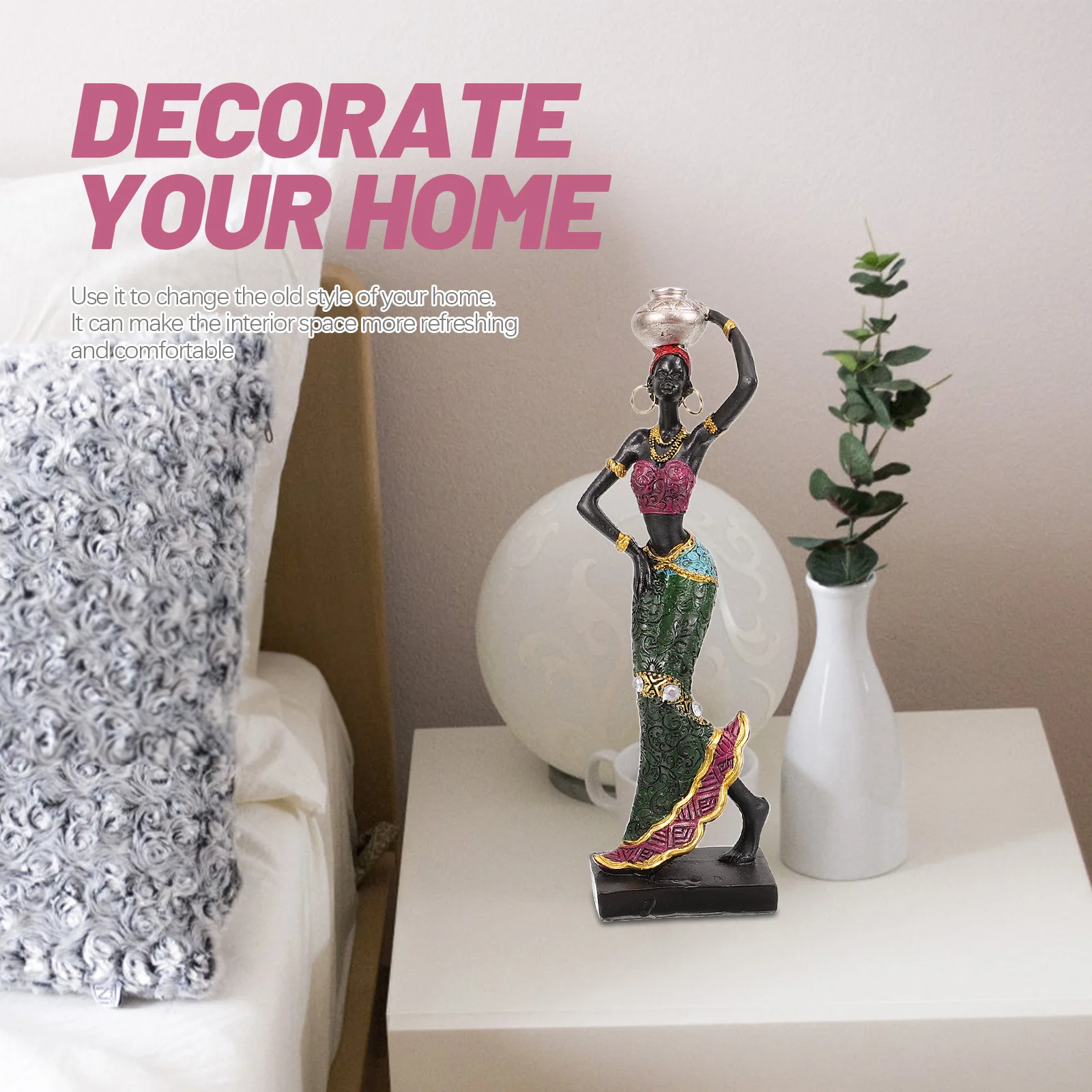 

African Tribal Lady Statues Ornaments Table Ornament Resin Work Creative Ornament Home Decor