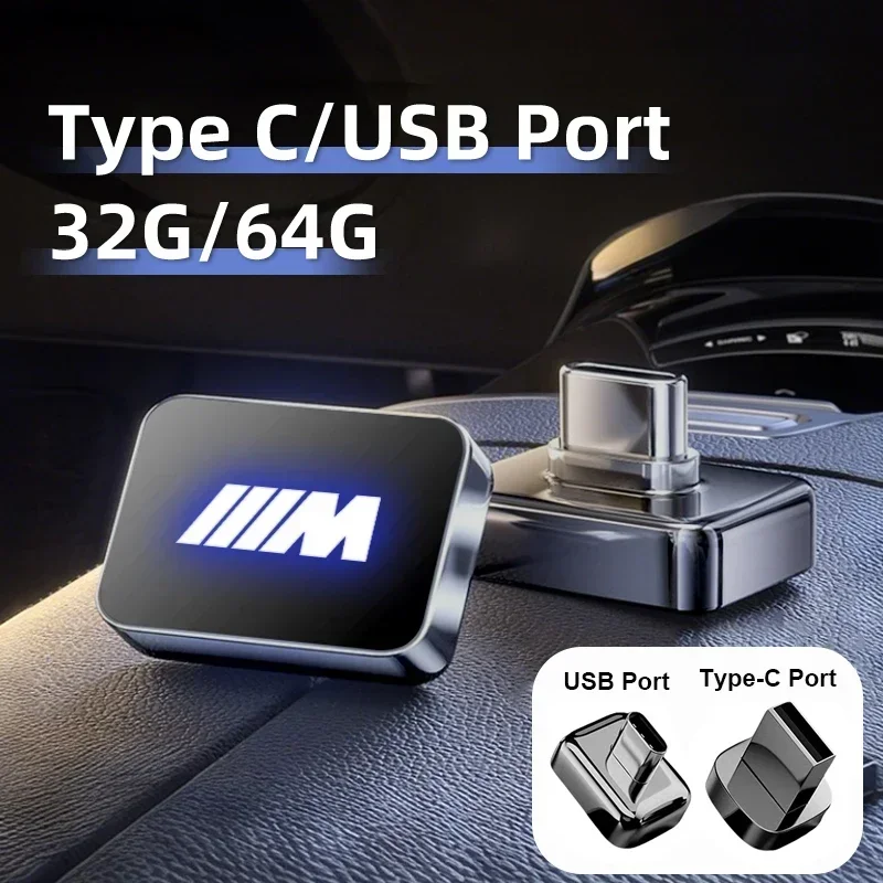 

Car USB Flash Drive 32GB 64GB Type-C Memory Device Accessories For BMW 3 5 Series X3 X5 G60 G30 G32 F10 F30 G20 G01 G05 E90 E46