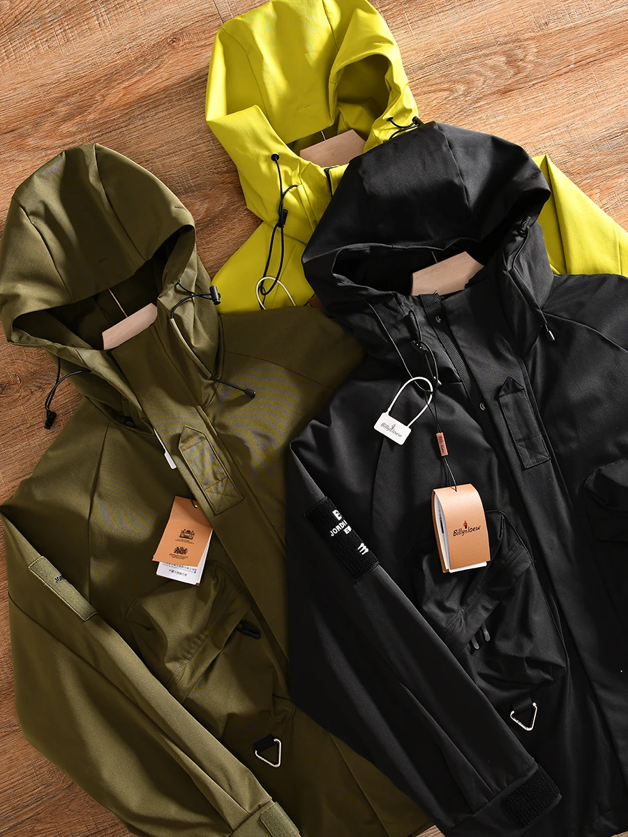 Outdoor Men's Hooded Jacket Sports Casual Windbreaker Coat 3D Cutting Standard Version Long Sleeve Zipper Closure  Color