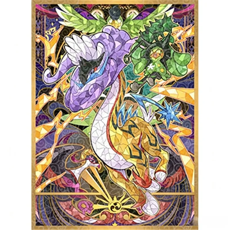 Suitable for TCG Raging Bolt Ogerpon Pink Foil Glitter Board Game Card Holder 66x91mm Fezandipiti Game Card Protective Cover Toy
