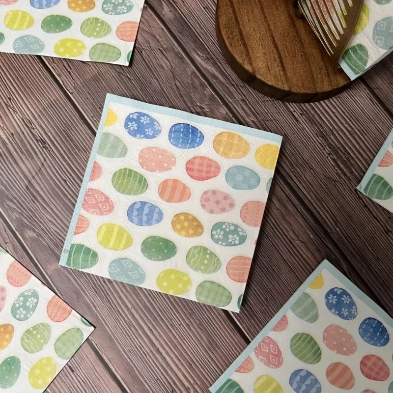 20pcs 33*33cm 3-Ply Easter Party Colorful Egg Cartoon Printing Square Napkin Wholesale Specials Butterfly Bart Paper