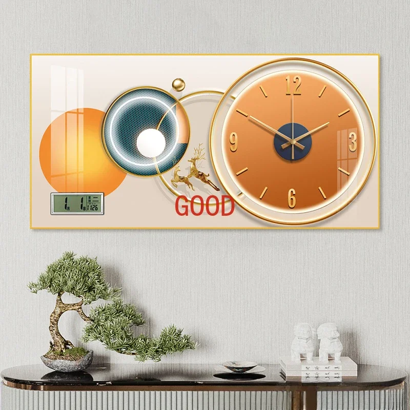 Simple modern fashion aluminum wall clock clock with temperature calendar clock