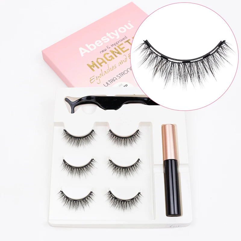 Abestyou 3d Mink Fluffy Magnetic Eyeliner Lashes Pinzas Set Professional Eyelash Lifting Kit Ciglia Magnetiche Lash Tech Vendors