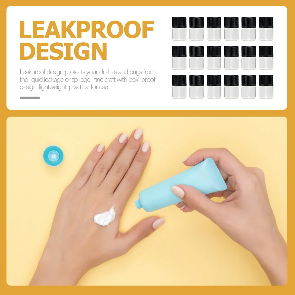 

50Pcs Travel Bottles Leakproof Essential Oil Bottle Portable Empty Glass Refillable Cosmetics Sub Bottle for Cream Lotion