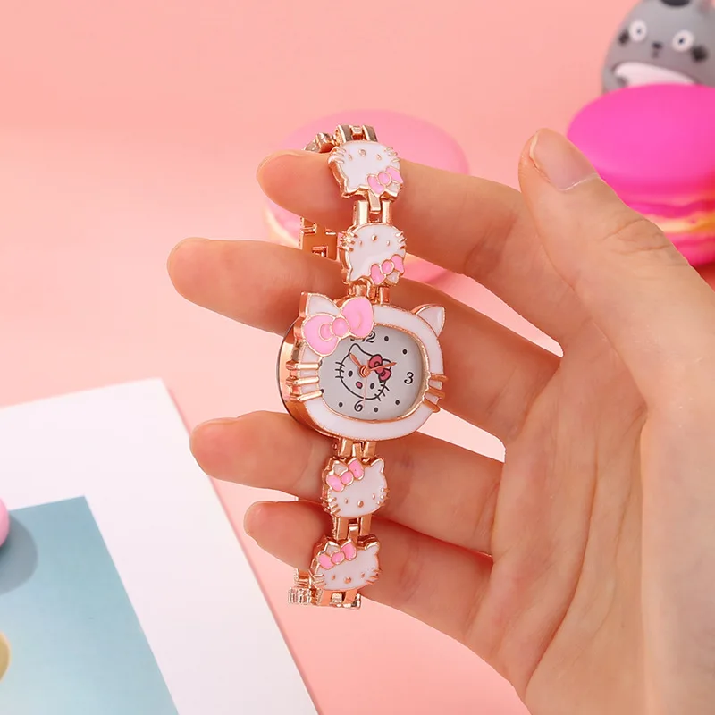 Sanrio Hello Kitty Women Girls Watch Kids Casual  Cartoon Electronic Quartz Watches Pink Fashion WristWatch Cute Children Gifts