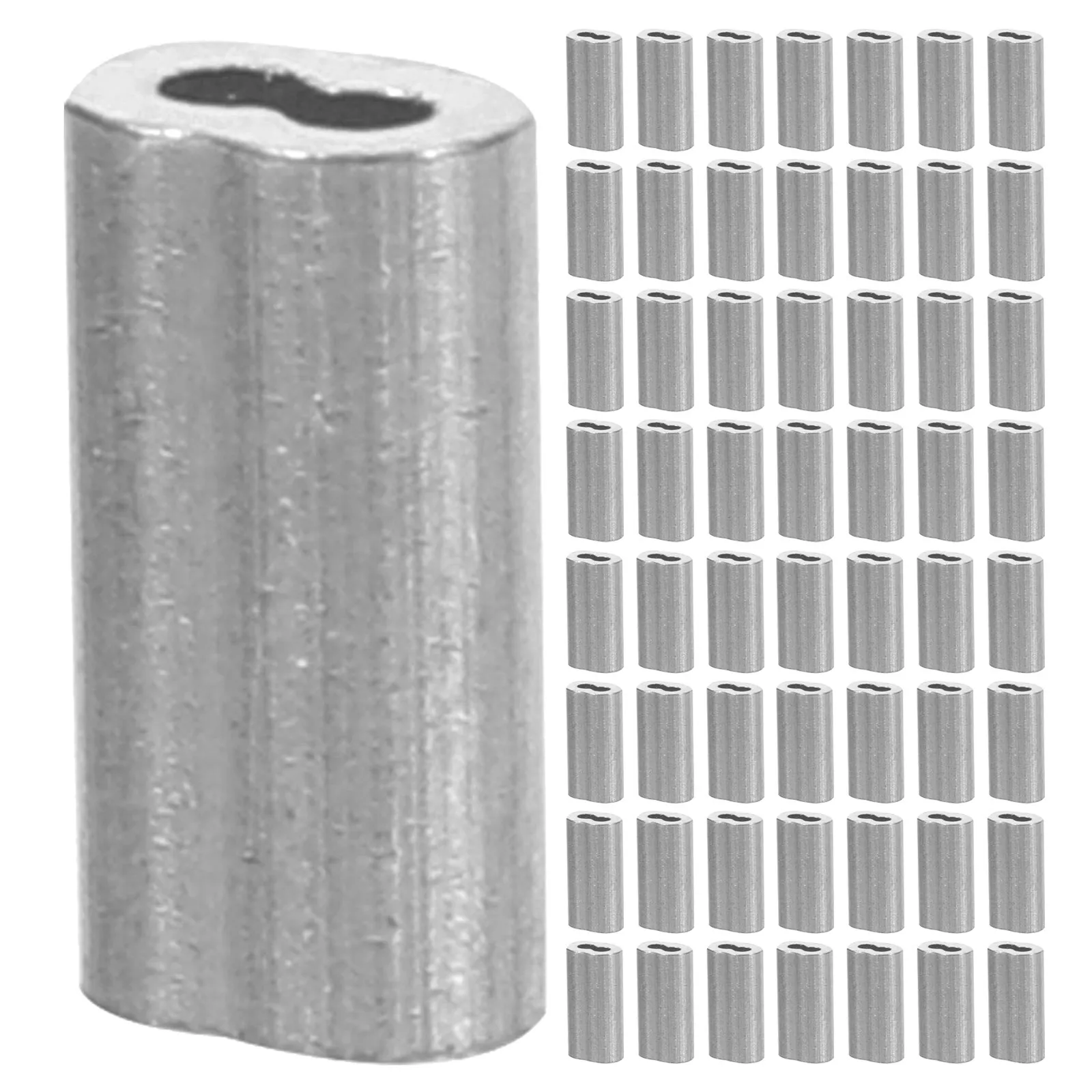500pcs Aluminum Double-Hole Wire Rope Crimp Sleeves 1.2mm Double Barrel Ferrules for Quick Precision Cable Crimping