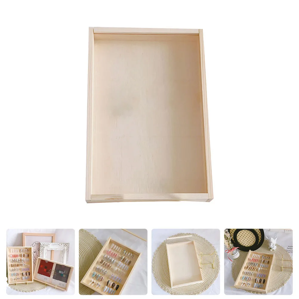 

Nail Display Board Storage Case Dust proof Moisture resistant Cube Box Transparent Lid Wood Material Jewelry Display Tool