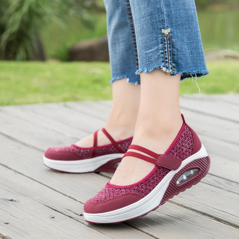 Walking Shoes Summer Women Sneakers Breathable Platform Casual Shoes Lightweight Fashion Air Cushion Flat Work Shoes