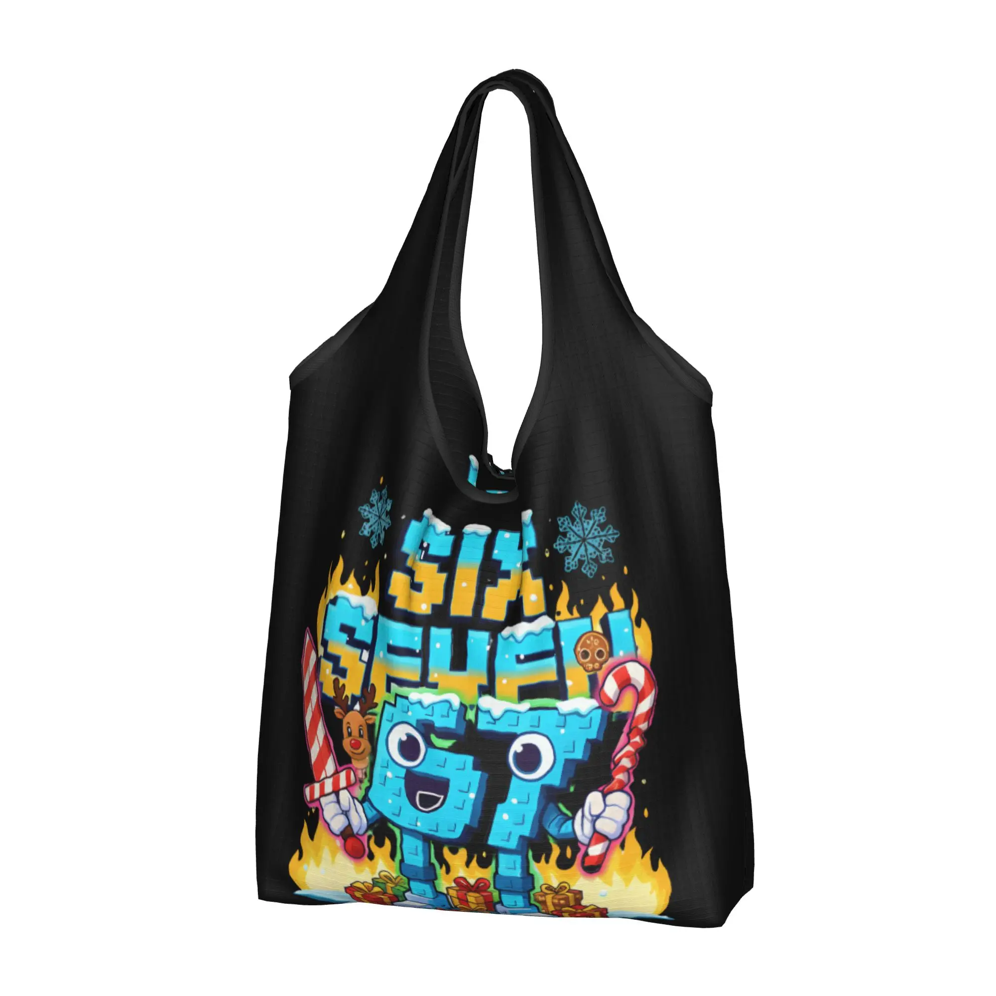 Funny Six Seven 67 Shopping Tote Bag Portable Manga Grocery Shoulder Shopper Bag